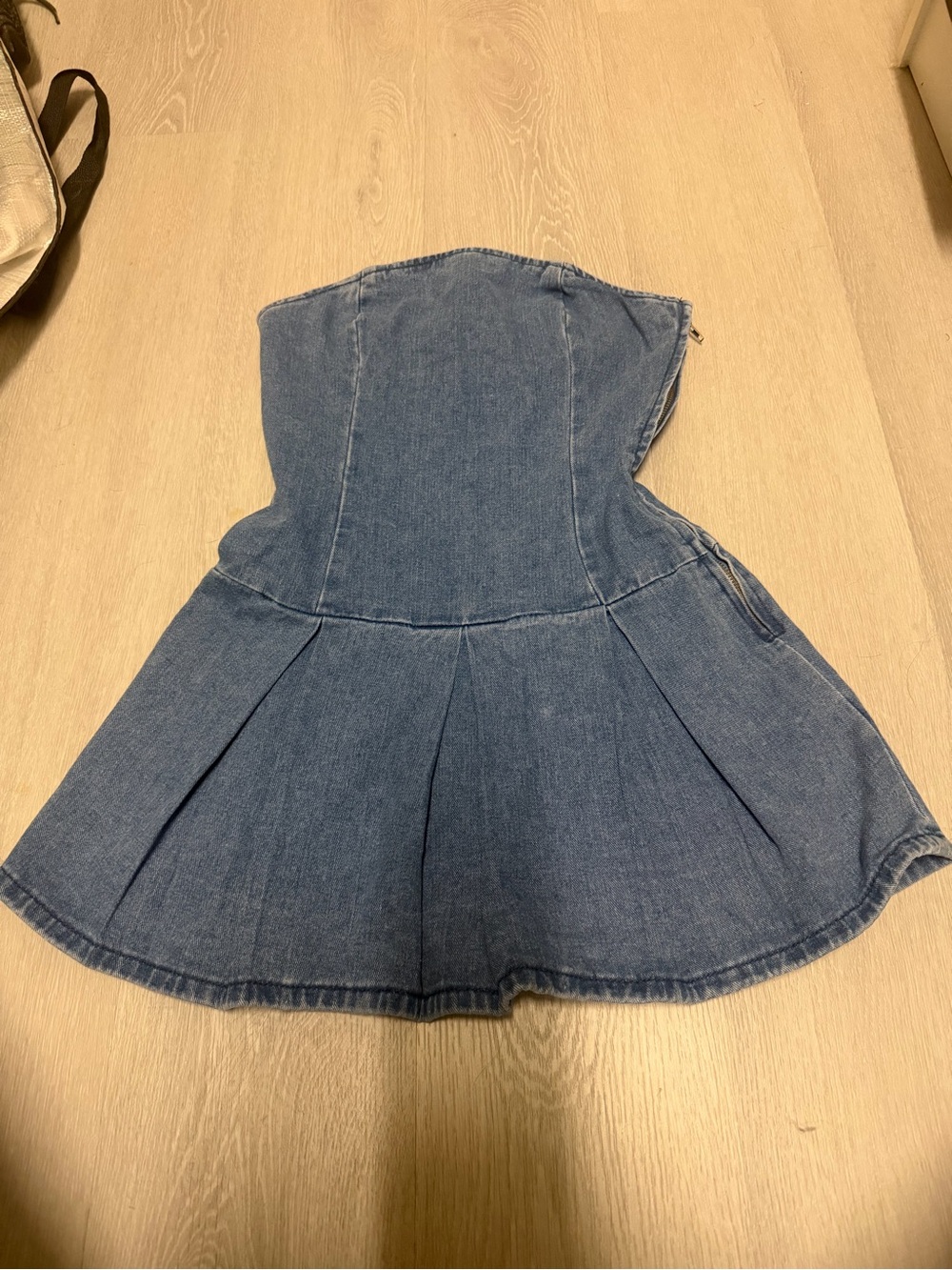 Strapless Blue Denim Mini Dress